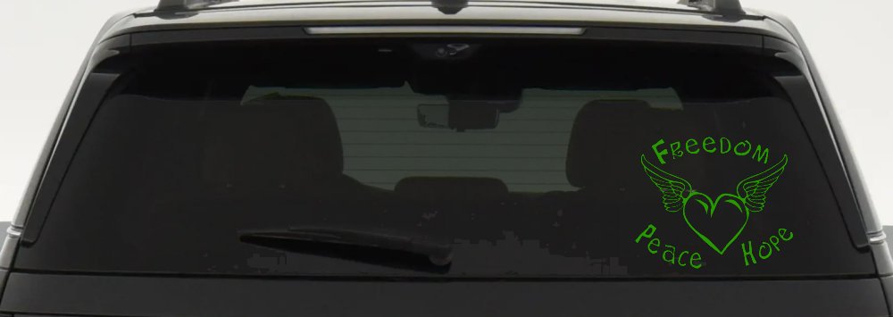 Freedom Peace Hope Heart With Wings Car or Truck Window Decal Sticker
