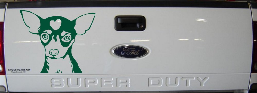 Chihuahua Dog Window Decal Sticker for Car Truck - Vinyl Art (Dark Green)