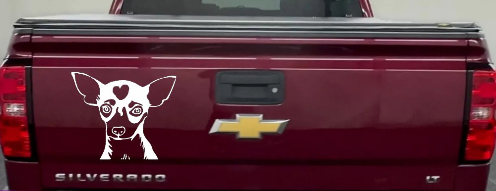 Chihuahua Dog Car or Truck Window Decal Sticker (White)