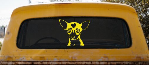Chihuahua Dog Window Decal Sticker for Car Truck - Vinyl Art (Yellow)