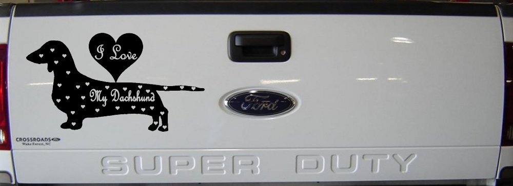 I Love My Dachshund Decal Sticker for Car Truck Window Dog Lover Gift (Black)