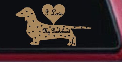I Love my Dachshund Dog Car or Truck Window Decal Sticker (Light Brown)