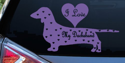 I Love my Dachshund Dog Car or Truck Window Decal Sticker (Purple)