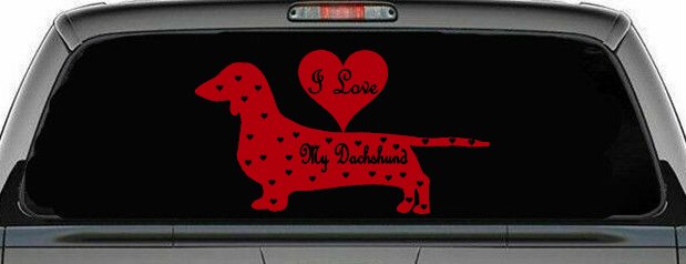 I Love my Dachshund Dog Car or Truck Window Decal Sticker (Red)