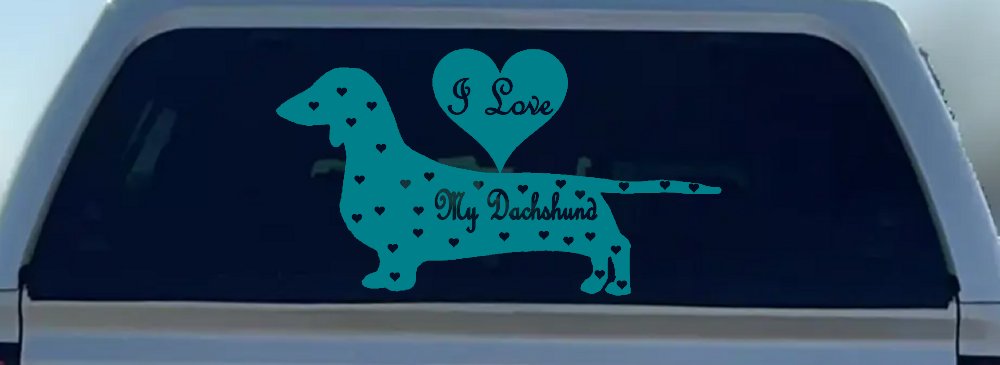 I Love My Dachshund Decal Sticker for Car Truck Window Dog Lover Gift (Turquoise Blue)