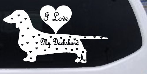 I Love my Dachshund Dog Car or Truck Window Decal Sticker (White)