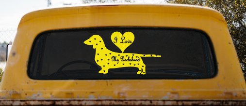 I Love my Dachshund Dog Car or Truck Window Decal Sticker (Yellow)