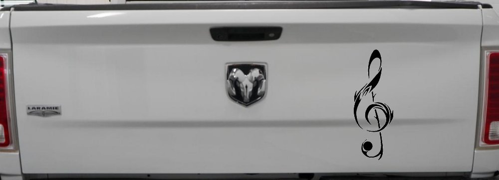 Tribal Music Note Car or Truck Window Decal Sticker (Black)