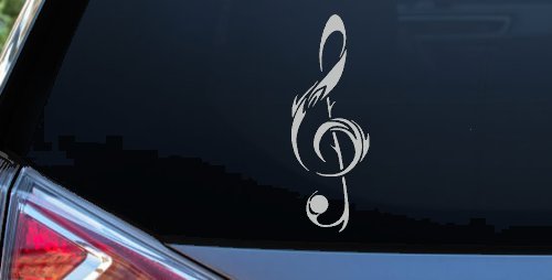 Tribal Music Note Car or Truck Window Decal Sticker (Light Gray)