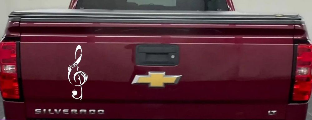 Tribal Music Note Car or Truck Window Decal Sticker (White)