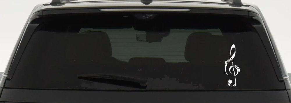 Tribal Music Note Car or Truck Window Decal Sticker (White)