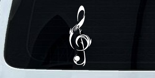 Tribal Music Note Car or Truck Window Decal Sticker (White)