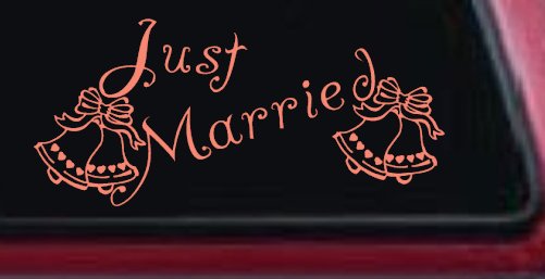 Just Married Wedding Car or Truck Window Decal Sticker (Coral)