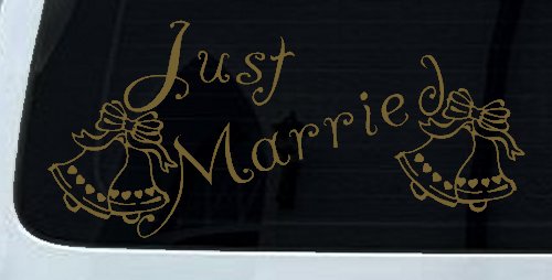 Just Married Wedding Car or Truck Window Decal Sticker (Gold)