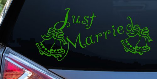 Just Married Wedding Car or Truck Window Decal Sticker (Lime)