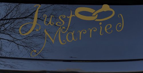 Just Married Wedding Car or Truck Window Decal Sticker (Gold)