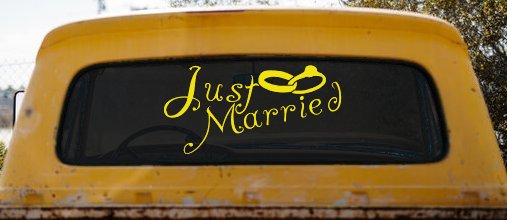 Just Married Wedding Car or Truck Window Decal Sticker (Yellow)