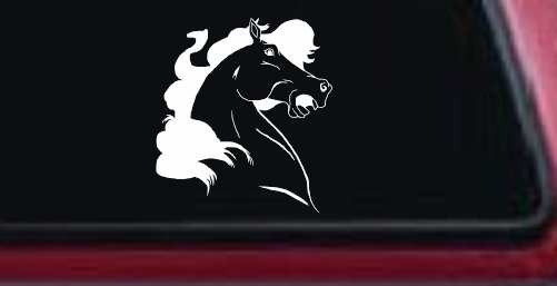 Majestic Horse Head Vinyl Decal Sticker for Car and Truck Windows (White)
