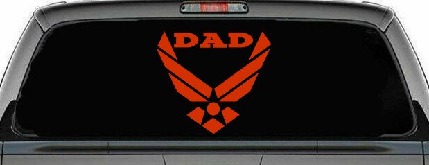 Air Force Dad Military Car or Truck Window Decal Sticker (Orange Red)