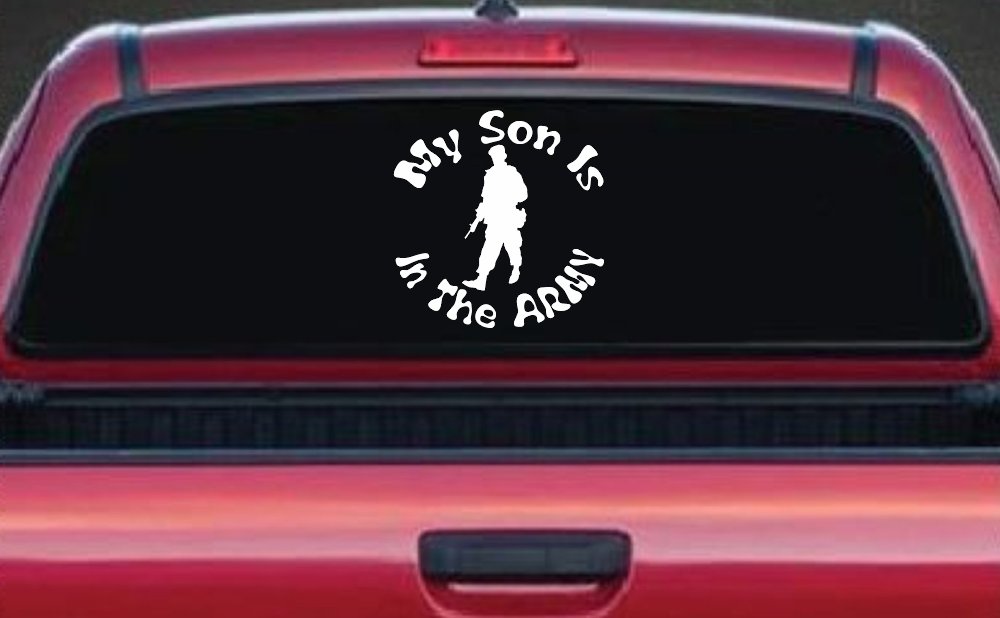 Proud Army Mom & Dad Decal for Car, Truck & Window - Military Family Sticker (White)