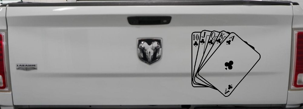 Poker Royal Flush Car or Truck Window Decal Sticker (Black)