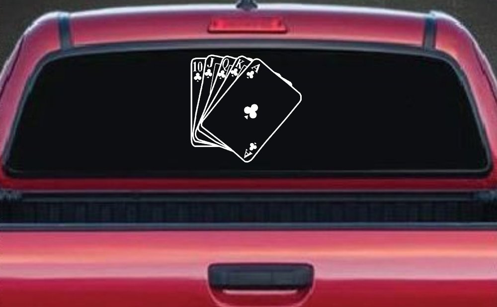 Poker Royal Flush Car or Truck Window Decal Sticker (White)