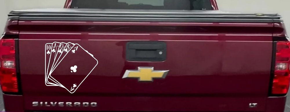 Poker Royal Flush Car or Truck Window Decal Sticker (White)