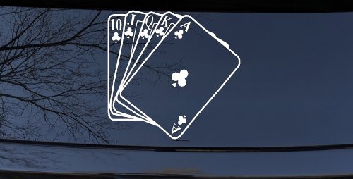 Poker Royal Flush Car or Truck Window Decal Sticker (White)
