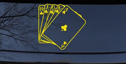 Poker Royal Flush Car or Truck Window Decal Sticker (Yellow)