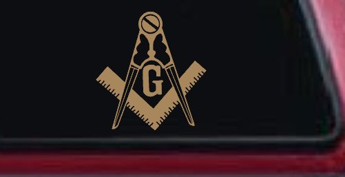 Freemason Masonic Square and Compass Car or Truck Window Decal Sticker (Light Brown)