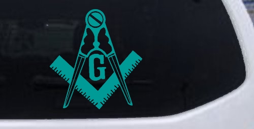 Freemason Masonic Square and Compass Car or Truck Window Decal Sticker