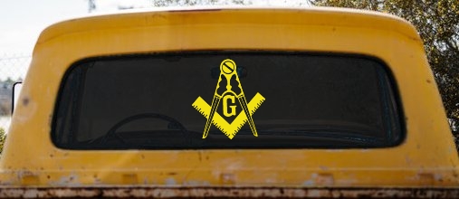 Freemason Masonic Square and Compass Car or Truck Window Decal Sticker