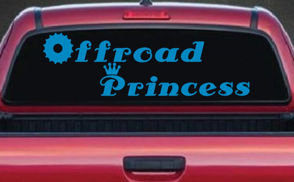 Offroad Princess Off Road Car or Truck Window Decal Sticker (Blue)