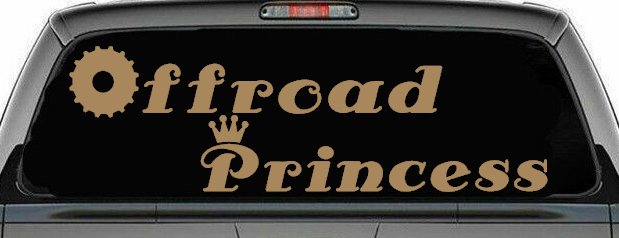 Offroad Princess Off Road Car or Truck Window Decal Sticker (Light Brown)