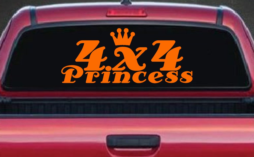 4X4 Princess Off Road Car or Truck Window Decal Sticker (Orange)