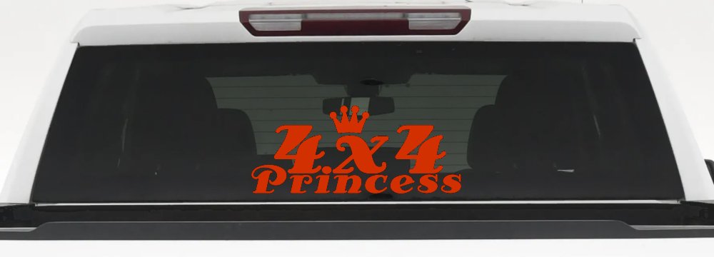 4X4 Princess Off Road Car or Truck Window Decal Sticker (Orange Red)