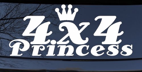 4X4 Princess Off Road Car or Truck Window Decal Sticker (White)