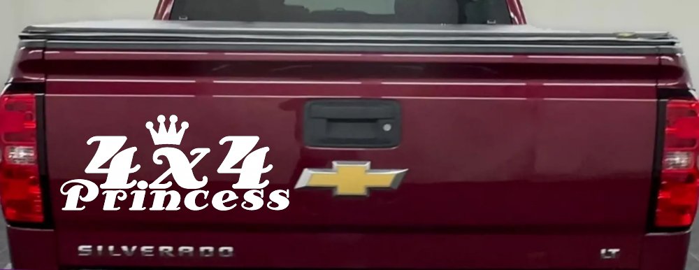 4X4 Princess Off Road Car or Truck Window Decal Sticker (White)
