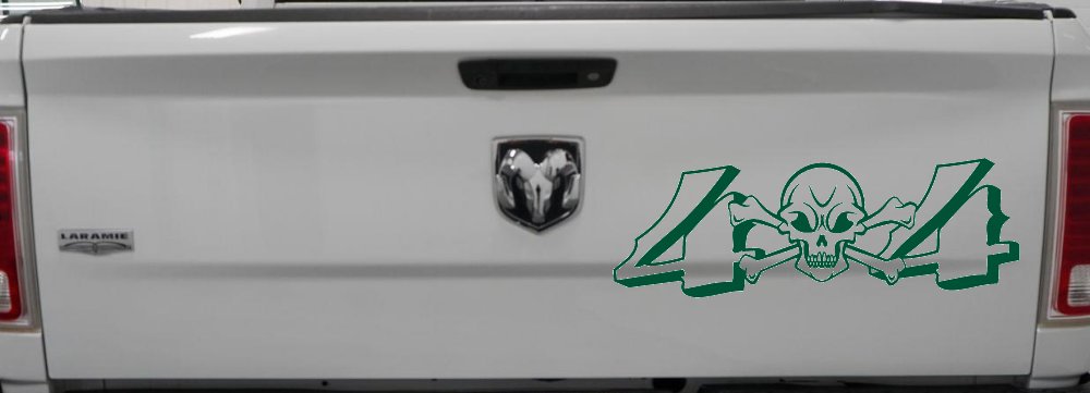 Skull And Cross Bones 4X4 Off Road Car or Truck Window Decal Sticker (Dark Green)