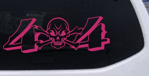 Skull And Cross Bones 4X4 Off Road Car or Truck Window Decal Sticker (Hot Pink)