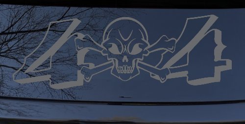Skull Crossbones Off Road Decal for 4x4 Trucks Cars Window Vinyl Sticker (Silver)