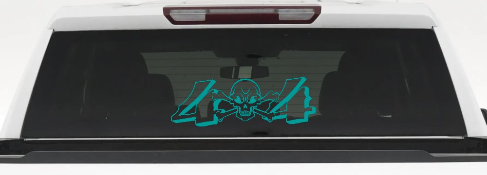 Skull And Cross Bones 4X4 Off Road Car or Truck Window Decal Sticker (Turquoise)