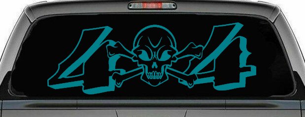 Skull And Cross Bones 4X4 Off Road Car or Truck Window Decal Sticker (Turquoise Blue)