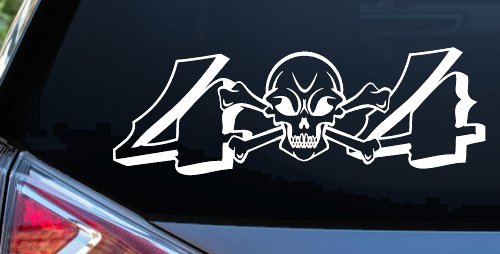 Skull And Cross Bones 4X4 Off Road Car or Truck Window Decal Sticker (White)