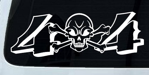 Skull And Cross Bones 4X4 Off Road Car or Truck Window Decal Sticker (White)