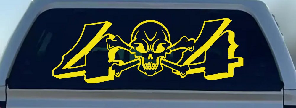 Skull And Cross Bones 4X4 Off Road Car or Truck Window Decal Sticker (Yellow)