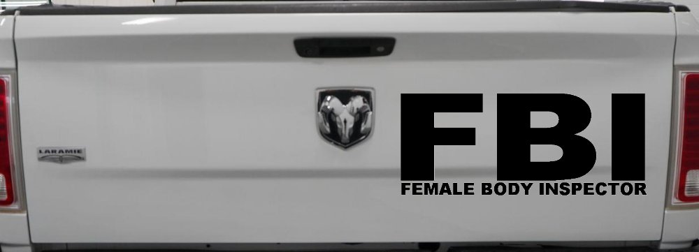 FBI Female Body Inspector Funny Car or Truck Window Decal Sticker (Black)