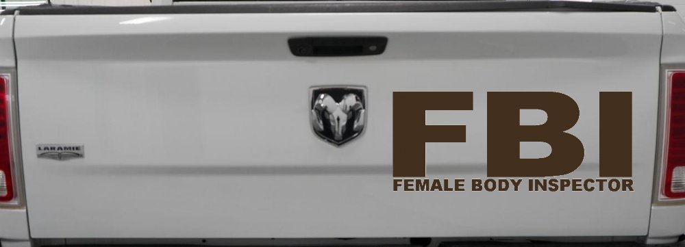 FBI Female Body Inspector Funny Car or Truck Window Decal Sticker (Brown)