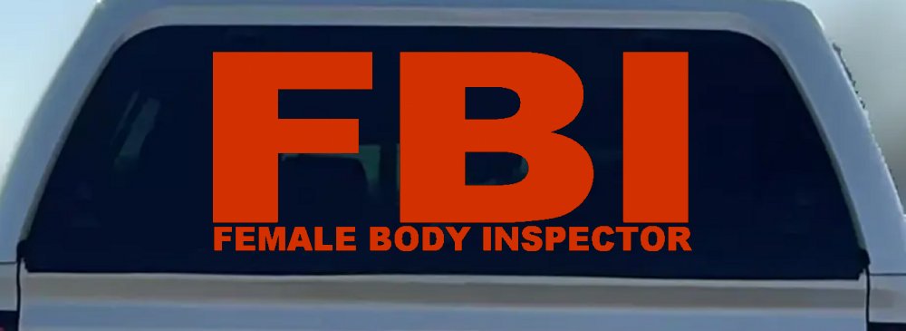 FBI Female Body Inspector Funny Car or Truck Window Vinyl Decal Sticker (Orange Red)