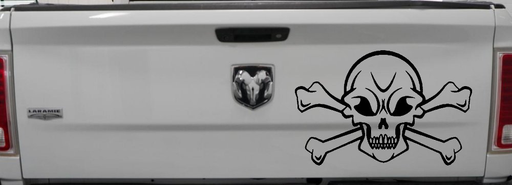 Skull and Cross Bones Skulls Car or Truck Window Decal Sticker (Black)